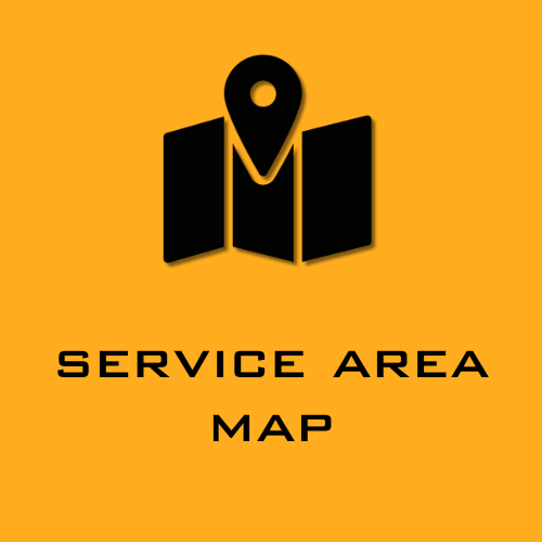 service area map button, yellow background with black map icon and text